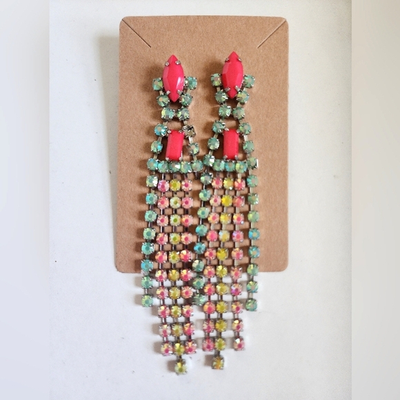 Neon Multi-Color Chandelier Earrings Studs - Picture 1 of 13